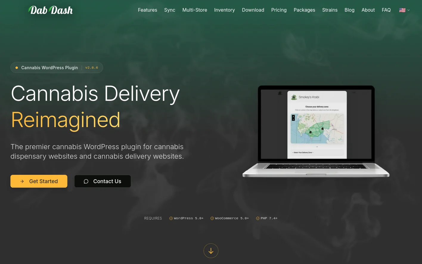 Screenshot of DabDash website